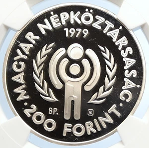 1979 HUNGARY Antique YEAR OF THE CHILD Proof Silver 200 Forint Coin NGC i105706 - Picture 1 of 5