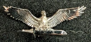 Large vintage Eagle with Sword 3D Silver tone lapel or hat pin - Picture 1 of 2