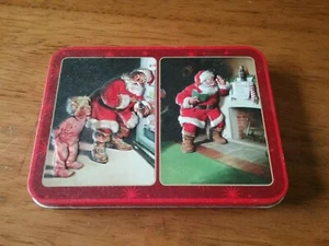 Vintage Coca Cola Christmas 2 Pack Bicycle Playing Cards with Collectors Tin - Picture 1 of 8