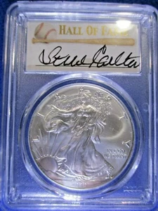 2020 (P) Am Silver Eagle POP 50 Ms70 FDOI STEVE CARLTON BASEBALL HALL OF FAME - Picture 1 of 5