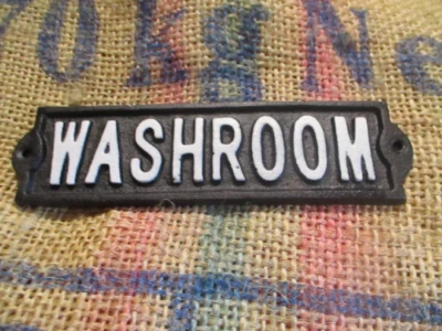 Rustic Cast Iron Washroom Sign Gas Station Bar Pub Bathroom Plaque Wall Decor - Image 1 of 4
