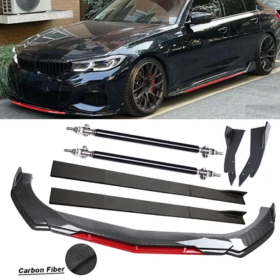 Front Bumper Lip Rear Splitter Spoiler Side Skirt Body For BMW Carbon Fiber Foto 1 de 4