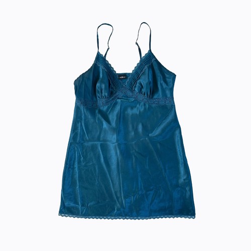 UNDERCOVER Abito slip babydoll raso verde acqua Y2K chemise corpetto pizzo floreale boho fairycore taglia M