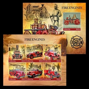 Fire Engines Vintage MNH Stamps 2022 Liberia M/S + S/S - Picture 1 of 3