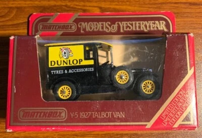 Matchbox Models of Yesteryear #Y-5 1927 Talbot Dunlop Tyres NIB Free Shipping - Image 1 of 4