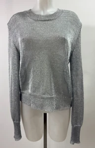 Mikutu Relaxed Fit Metallic Silver Crew Neck Sweater SZ M - Picture 1 of 4