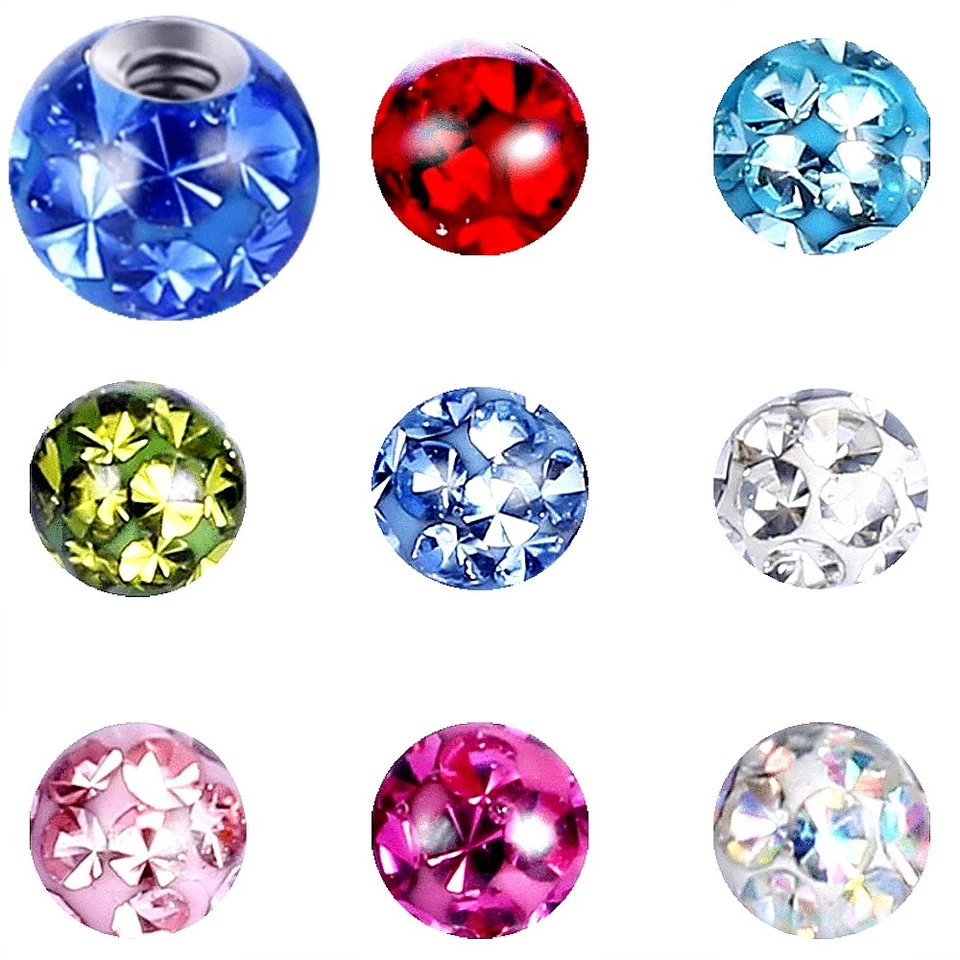 3MM 4MM PIERCING KUGEL ERSATZKUGEL SCHRAUB FERIDO KRISTALL EPOXY GLITZER ERSATZ - Bild 1 von 1
