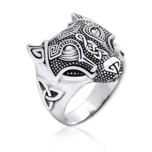 Celtic Wolf Silber Ring Wikinger Siegel 925 Viking Vegvisir Sterling Fenrir Wulf - Picture 1 of 4