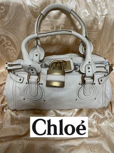 Chloe Paddington Vintage Leather Shoulder Hand Bag Cream White 【Used】 - Picture 1 of 19