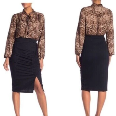 Pleione Woemsn Knit Ruched Black Skirt Size Medium - Image 1 of 3