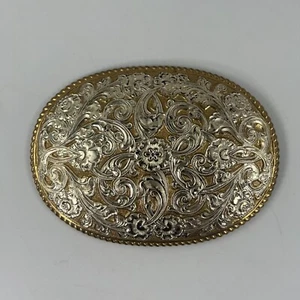 Fibbia per cintura in bronzo El Arturo motivo floreale pergamena gioiellieri 10 oz - Foto 1 di 8