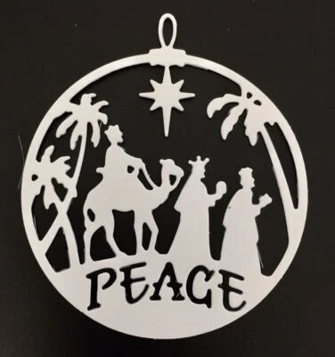 Christmas Die Cuts * Three Kings Peace Ornament * Set of 8 * Black or White - Imagem 1 de 4