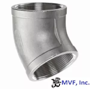 1-1/4" 150 Threaded (NPT) 45° Elbow 304 Stainless Steel Pipe Fitting SS020741304 - Picture 1 of 4