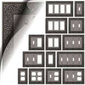 Antique Nickel English Garden Switch Plates Duplex Outlet Wallplate Toggle GFCI - Picture 1 of 17