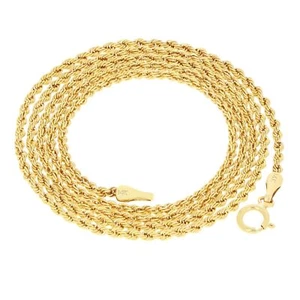 14K Yellow Gold 1.5mm Diamond Cut Rope Chain Link Necklace Mens Womens 22" - Picture 1 of 12
