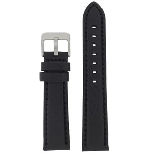 Watch Band Leather Padded Comfort Black Strap Mens 18mm - 24mm - Picture 1 of 4