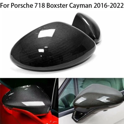 Cubierta de espejo retrovisor lateral de fibra de carbono real para Porsche 718 Boxster Cayman 2016-2023 Foto 1 de 4