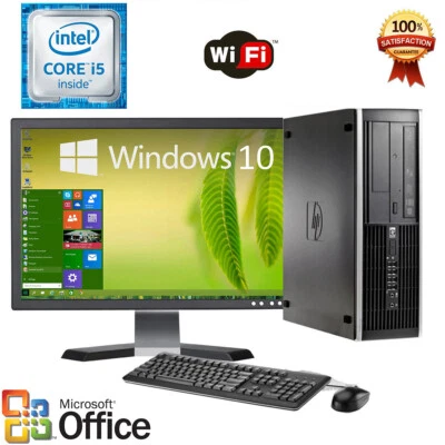 Fast HP Desktop Computer PC Core i5 SSD 1TB 16GB 23" WiFi Win10 Office 2019 - Image 1 of 4