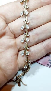 Vintage Sterling Gold Tone CZ Climbing Vine Garland Leaf Bracelet Wedding Bridal - Picture 1 of 9