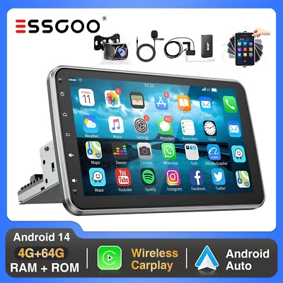 10" Android 14 4+64G Carplay Autoradio GPS DAB+ Ruotabile Schermo Single DIN Cam - Immagine 1 di 4