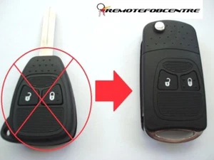2 botones llave plegable estuche actualización para Chrysler Dodge Jeep llavero remoto - Imagen 1 de 5