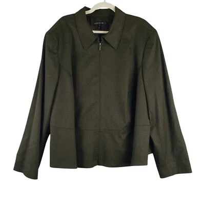 Chaqueta Blazer Lafayette 148 Para Mujer Talla Grande 24 Cremallera Completa Verde Pino Prendas de Trabajo Foto 1 de 4