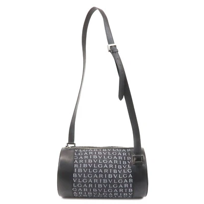 Bolso de Hombro BVLGARI Logo Mania Gris Negro Lona Cuero Auténtico Usado Foto 1 de 4