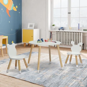 3Pcs Kids Table and Chairs Set Childrens Multi-Activity Play Table for Playroom - Picture 1 of 14