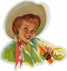 WESTERN COWGIRL NESBITTS ORANGE SODA POP 21" HEAVY DUTY USA MADE METAL ADV SIGN - Picture 1 of 1