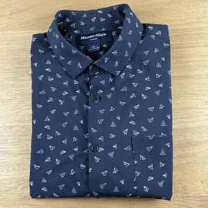 Mizzen+Main Large L Trim Airplane Geo AOP S/S Performance Button Shirt $138 - Picture 1 of 9
