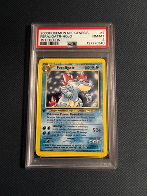 PSA 8 NM to Mint Holo 1st Edition Feraligatr 4/111 Neo Genesis Pokemon Card - Image 1 of 2