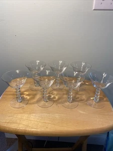 Menge 7 CANDLEWICK Imperial Glas groß Champagner Coupe Stielgläser Blase Stiel MCM - Bild 1 von 8