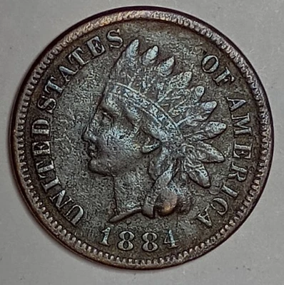 Indian Head Penny"1"Coin Lot 1884 *VERY NICE *FULL LIBERTY* $FREE SHIPPING$ #820 - Image 1 of 2