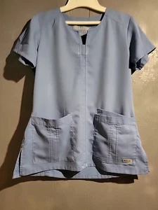 Greys Anatomy Barco Scrub Top Womens S Small Light Sky Blue Pockets Nurse - Picture 1 of 18