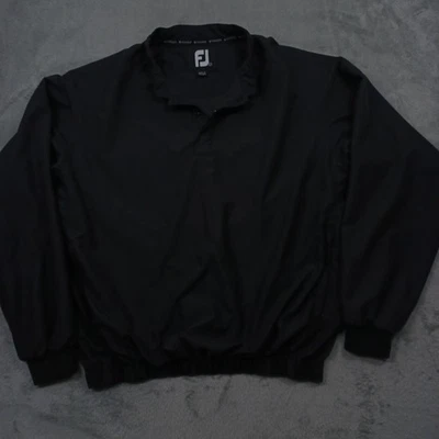 Chaqueta Pullover FootJoy Para Hombre Grande Negra Cortavientos Golf 100% Poliéster Logo FJ Foto 1 de 4
