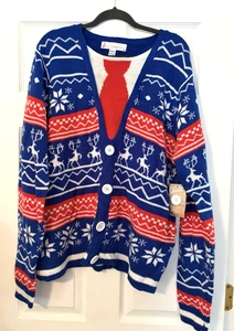 NUEVO SUÉTER JOLLY TALLA XLG UNISEX Azul JERSEY PAJARITA NAVIDAD SUÉTER - Imagen 1 de 8