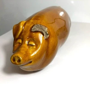 Antique American Art Pottery Pig Flask Figural Glazed Clay Bourbon Decanter 9” - Picture 1 of 10
