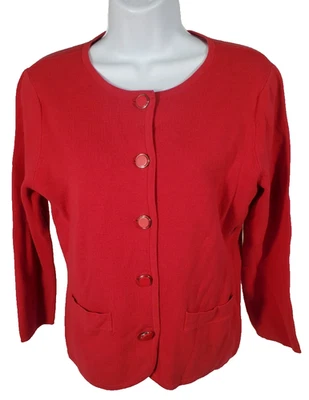 New York & Company Red Cardigan Women's M  Pockets / Button Up NWT - Image 1 of 4