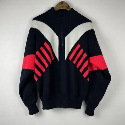 VTG Obermeyer Sport Knit Sweater Mens Medium 1/4 Zip Wool Blend Skiwear - Image 1 of 4