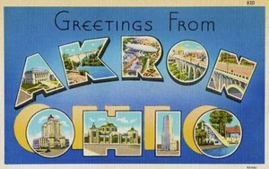 Greetings From Akron, Ohio - 1930's - Vintage Postcard Magnet - Picture 1 of 2