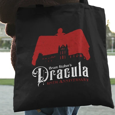 WILLOW GIFTS Silhouette Dracula Black Tote Bag Cotton Shopper - Bram Stoker 125th Anniversary