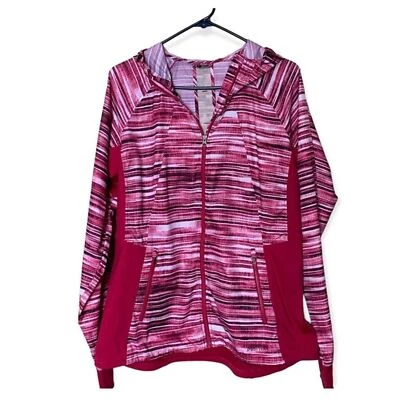 MARMOT Pink Multi Hooded Lightweight Zip Front Windbreaker with Pockets Size XL - Image 1 of 4