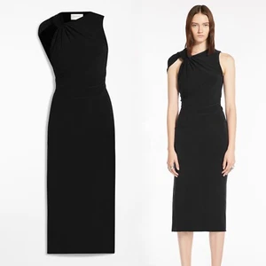 Max Mara Sportmax Nuble Knotted Jersey Dress in Black Size Small S - Imagen 1 de 6
