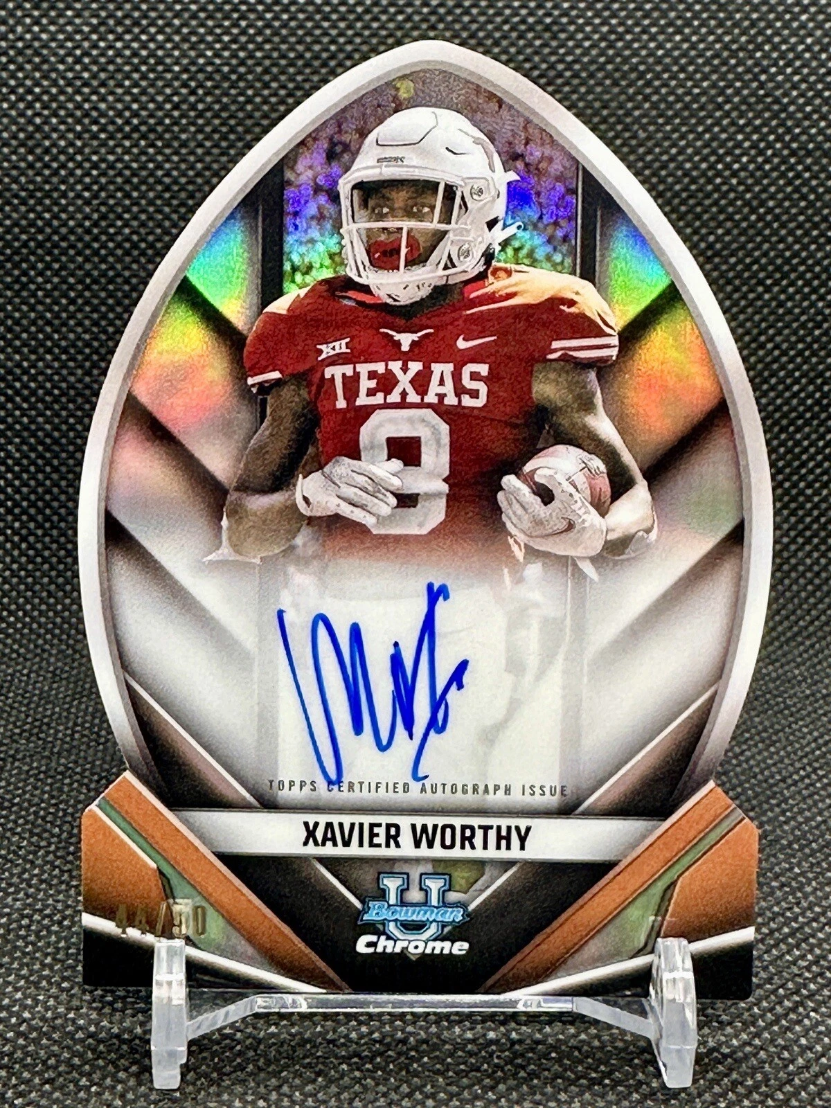 Xavier Worthy Auto /50 Future of Football 2023 Bowman Chrome U University Auto
