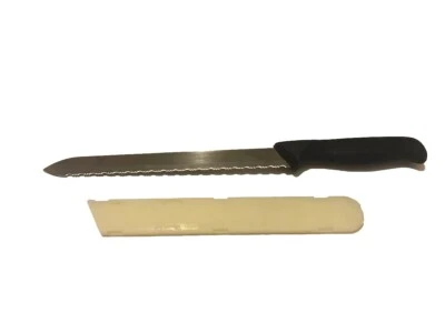 Cuchillo de pan dentado Pampered Chef 9" acero inoxidable con funda #1285 retirado Foto 1 de 4