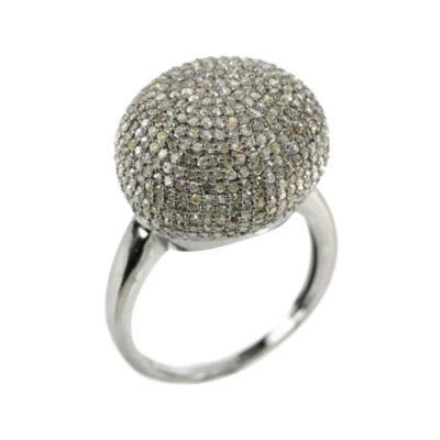 Natural Pave Diamond Ring Solid 925 Sterling Silver Jewelry Christmas Gift - Image 1 of 4