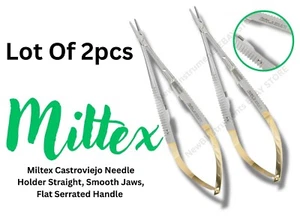Miltex Castroviejo Needle Holder Straight Smooth Jaws Flat Serrated Handle - Picture 1 of 2