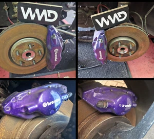 coppia pinze brembo anteriori posteriori mitsubishi evo 5 6 7 8 9 verniciate a polvere viola - Foto 1 di 12