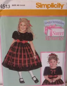 Vestido Daisy Kingdom 2005 patrón capelet 5-8 Simplicity 4513 fuera de imprenta - Imagen 1 de 1
