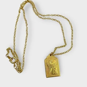 VTG Praying Angel Pendant Necklace Gold Tone Minimalist Simple Jewelry Layering - Picture 1 of 2
